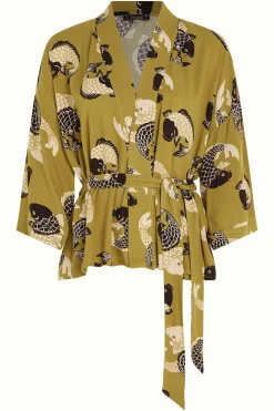 King Louie Tops & Shirts|Kimono Koi Chartreuse Yellow