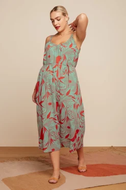 King Louie Jurken|Lara Midi Dress Callier Ash Green