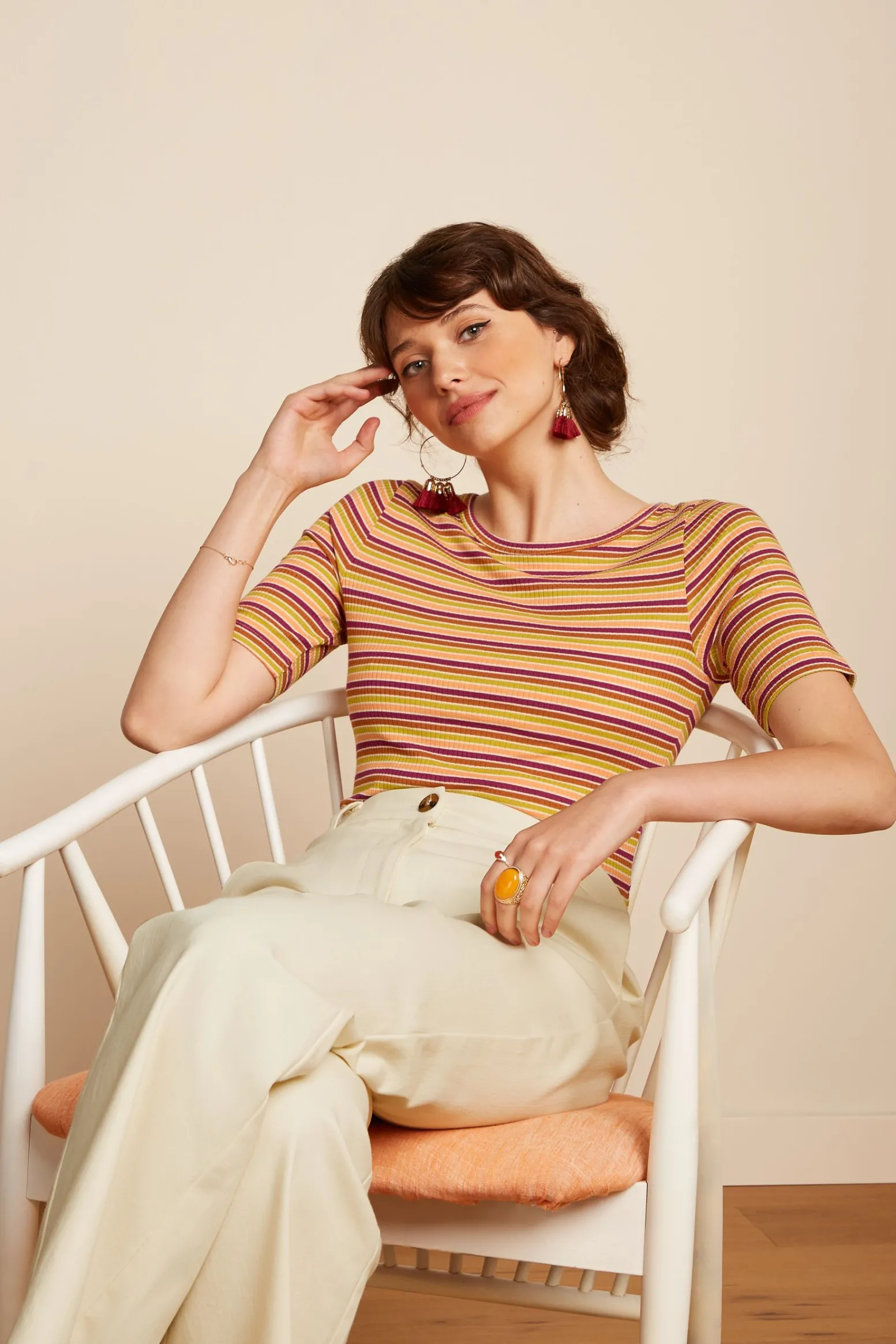 King Louie Tops & Shirts|Lily Tee Cleo Stripe Cream