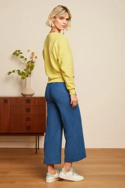 King Louie Broeken|Lisa Culotte Chambray Denim Blue