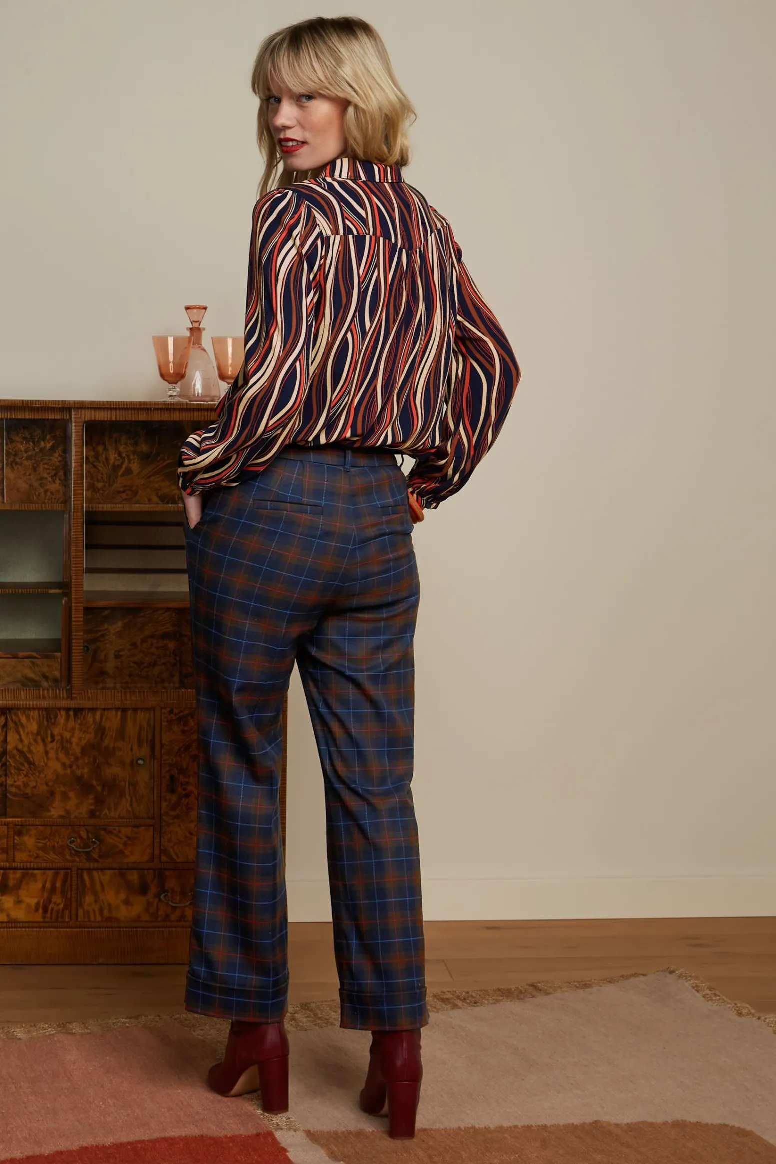 King Louie Broeken|Lisa Culotte Pandora Check Blue