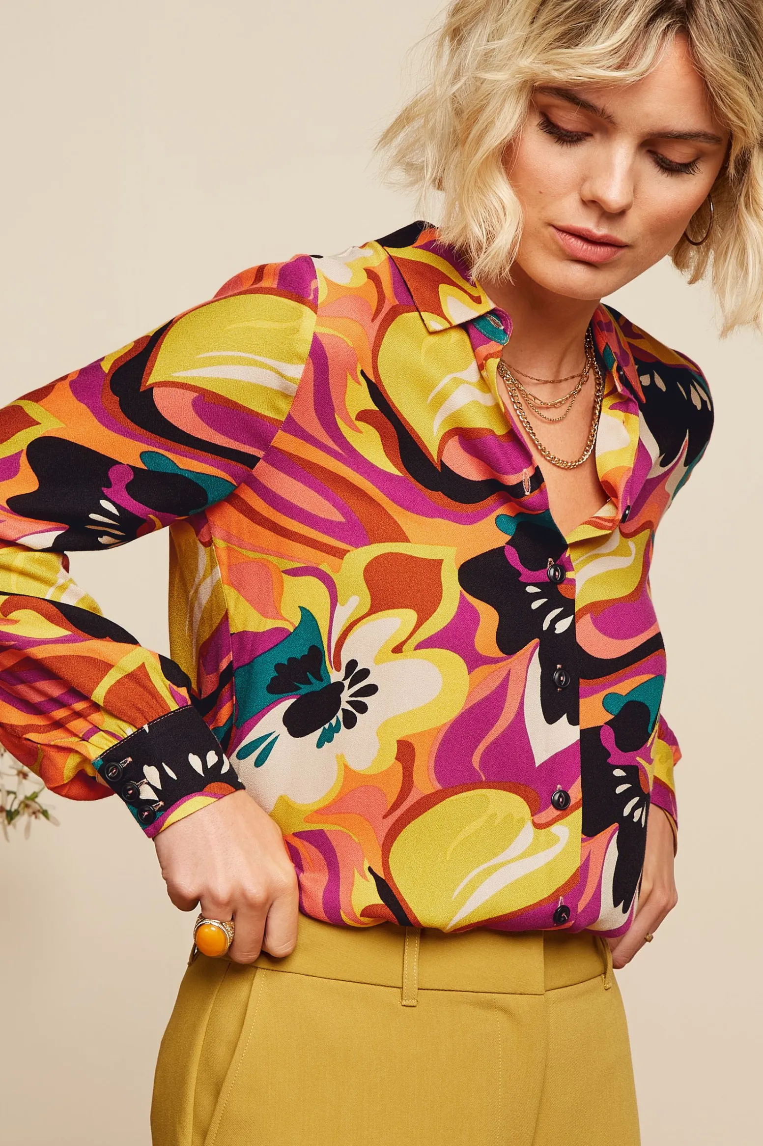 King Louie Blouses|Maisie Blouse Aurelio Shell Orange