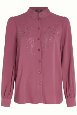 King Louie Blouses|Maisie Blouse Lyonne Embroidery Maroon Red
