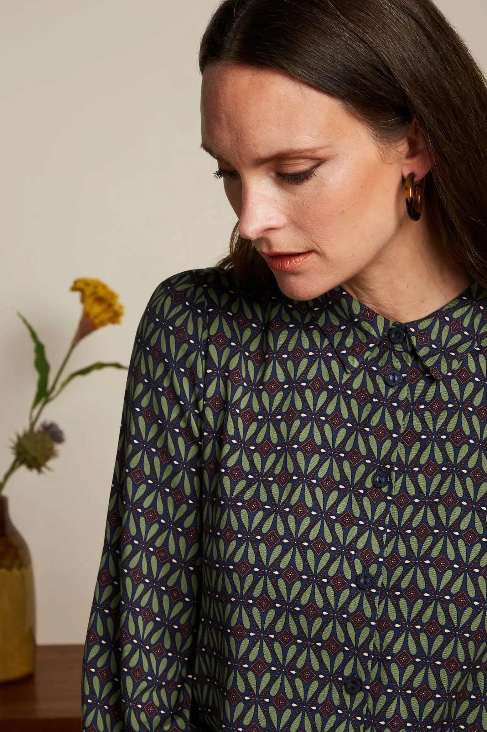 King Louie Blouses|Maisie Blouse Parlour Tokyo Blue