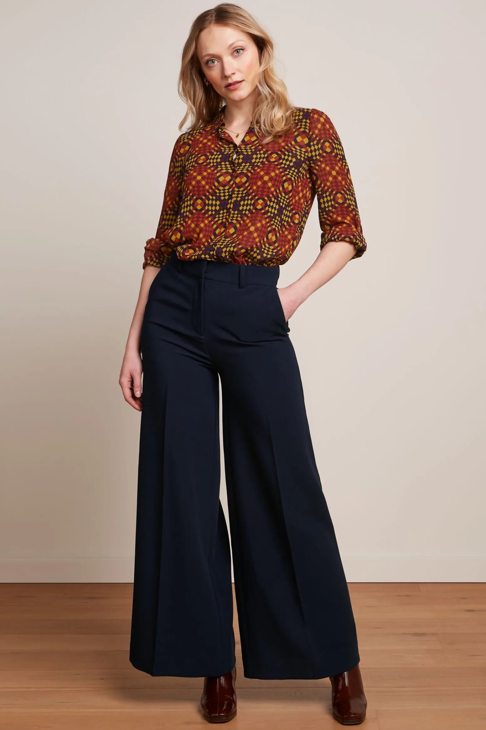 King Louie Blouses|Maisie Blouse Zesty Evening Blue
