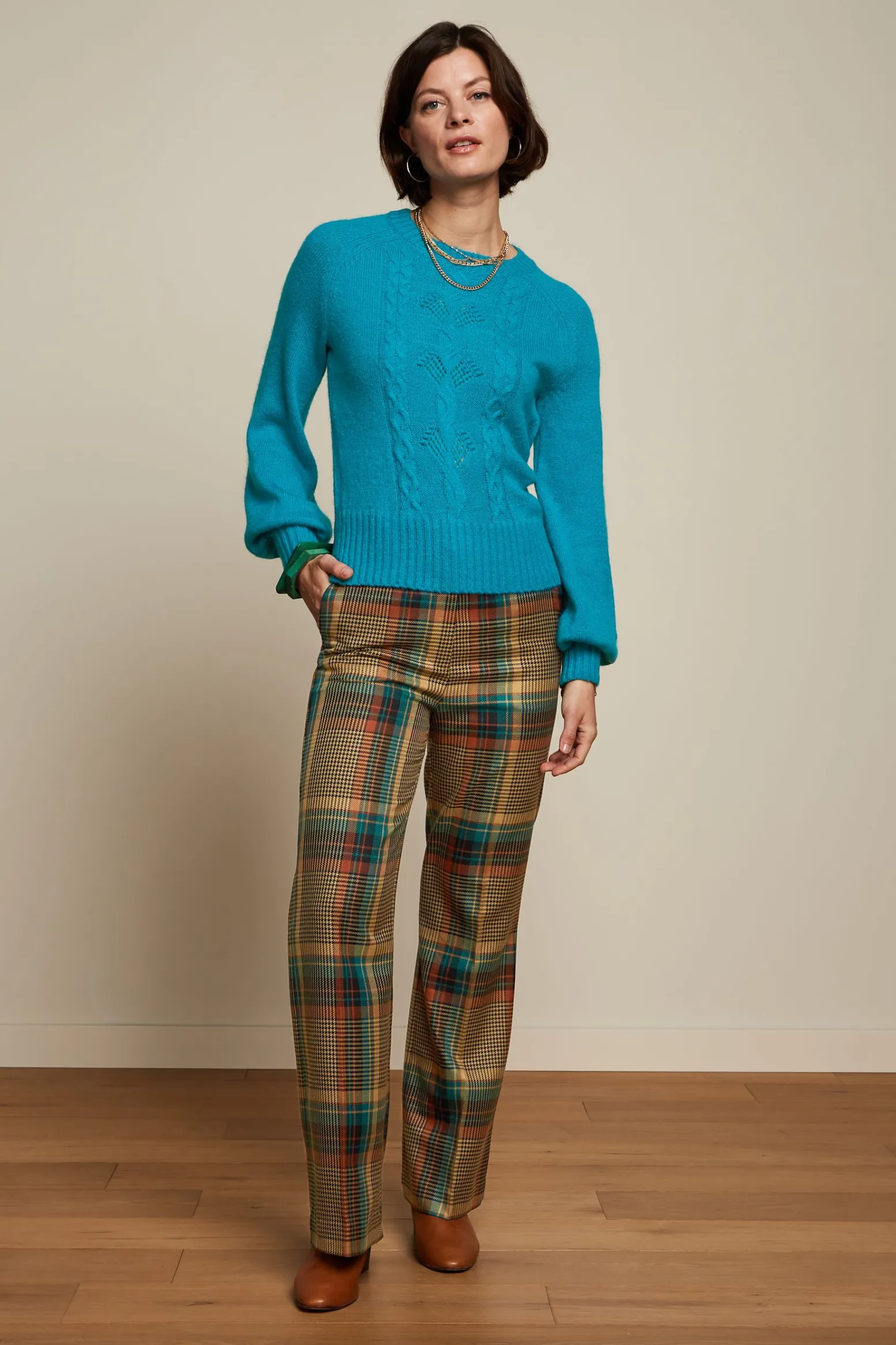 King Louie Broeken|Marcie Pants Feathers Check Black