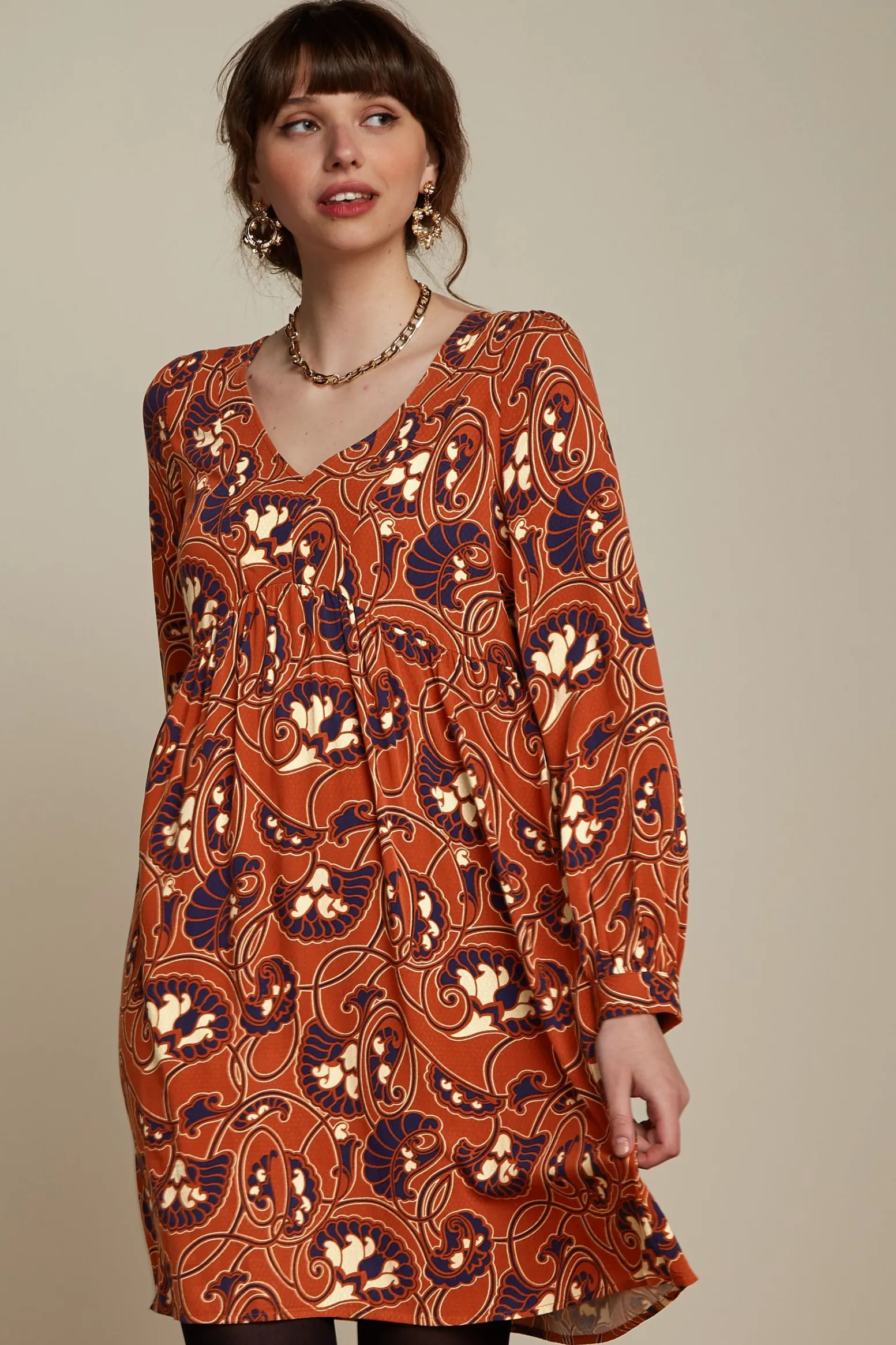 King Louie Jurken|Marjorie Dress Cecilia Spicy Brown
