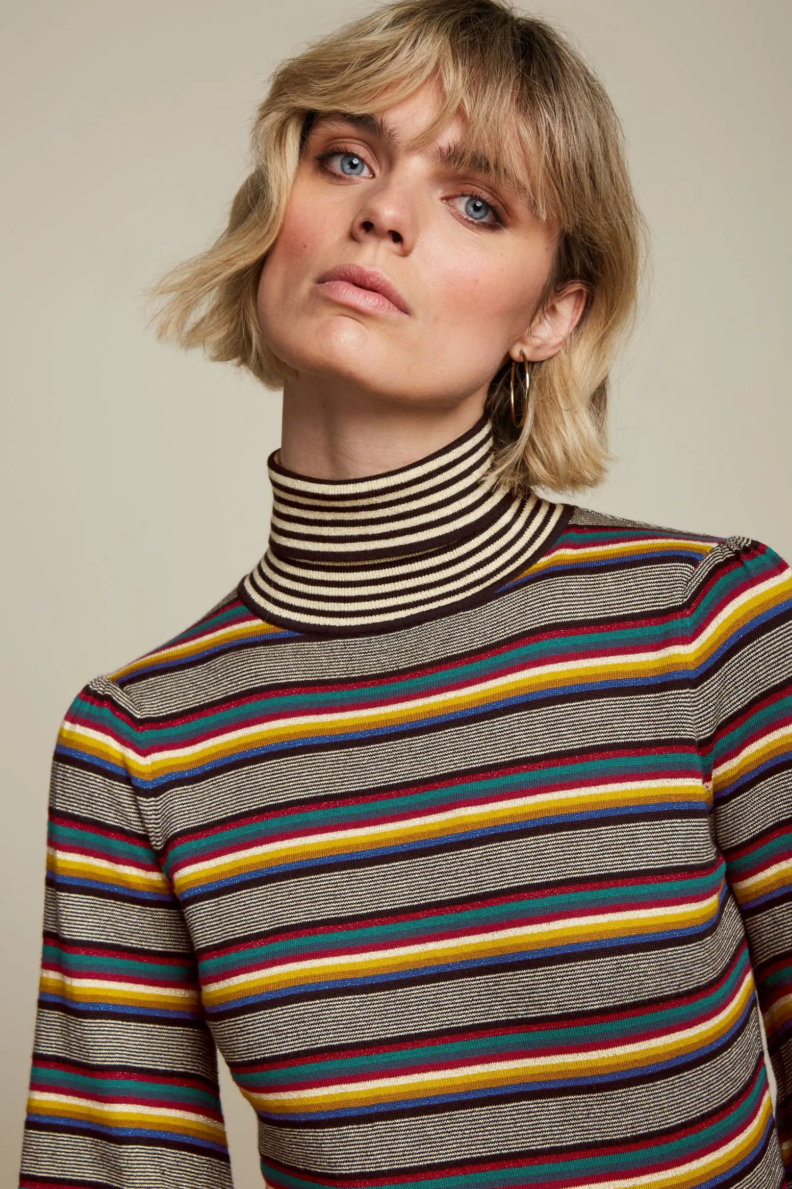 King Louie Truien|Maya Rollneck Top Sixties Stripe Black