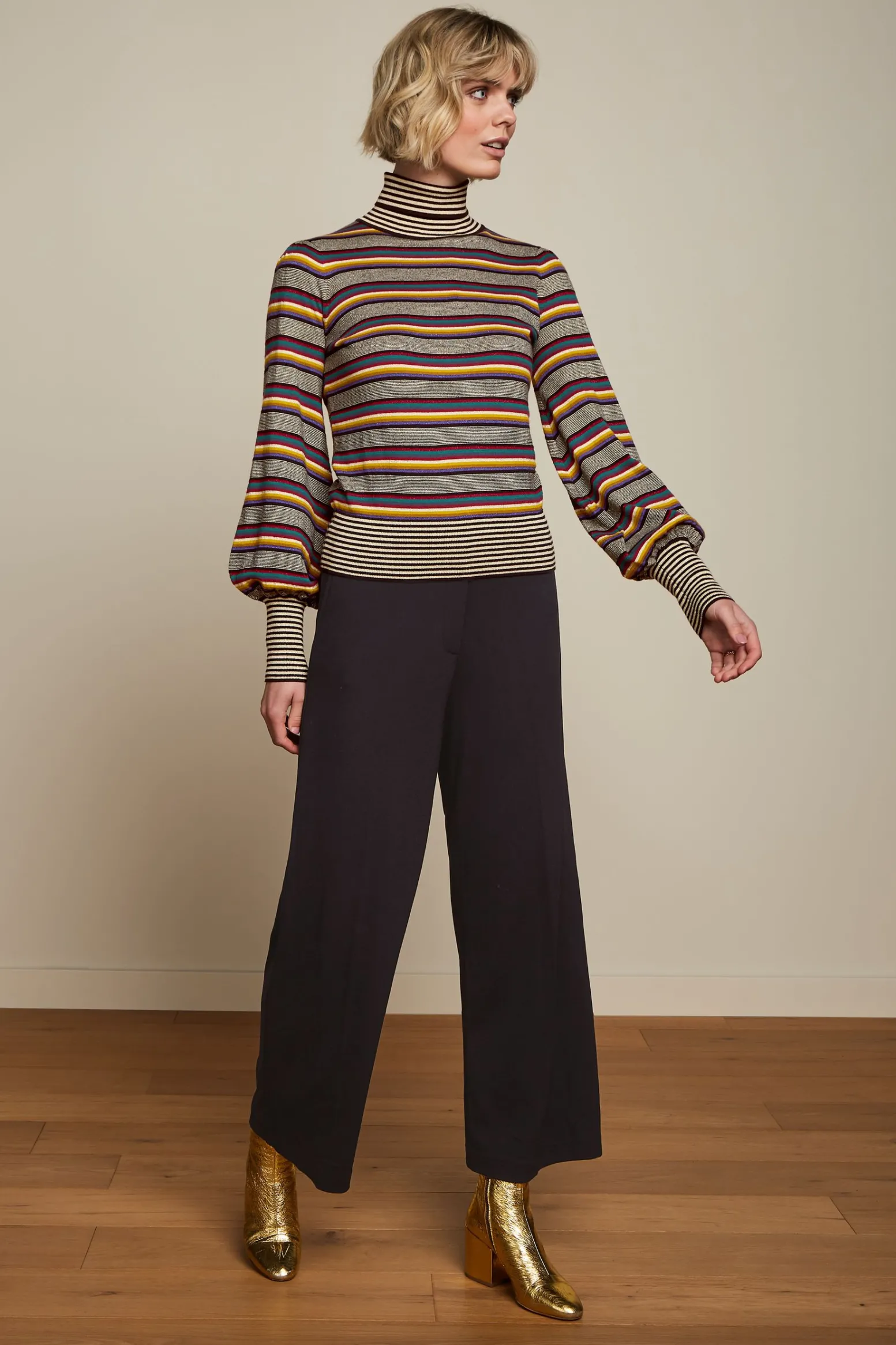 King Louie Truien|Maya Rollneck Top Sixties Stripe Black
