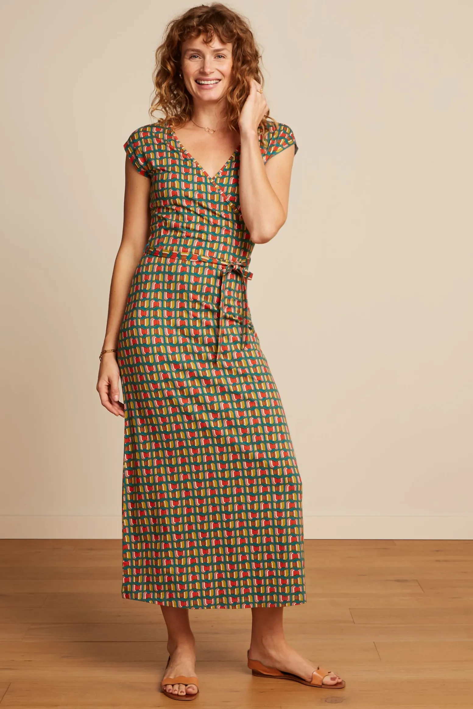 King Louie Jurken|Mira Maxi Dress Rondine Ponderosa Green
