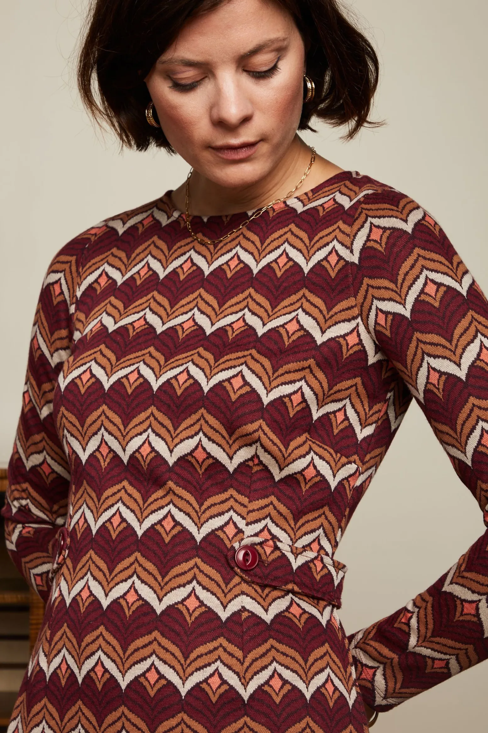 King Louie Jurken|Mod Dress Lounge Cabernet Red