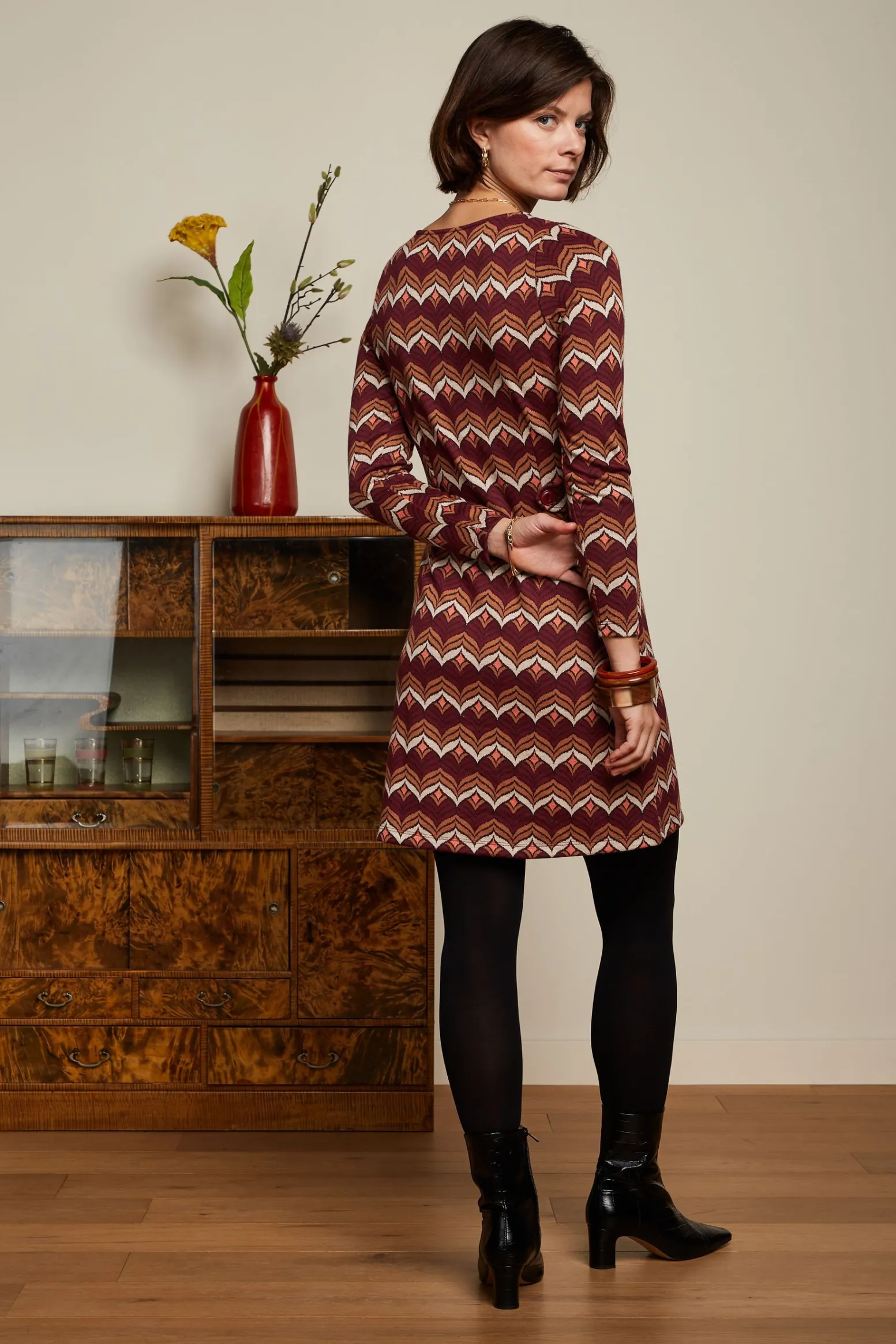 King Louie Jurken|Mod Dress Lounge Cabernet Red
