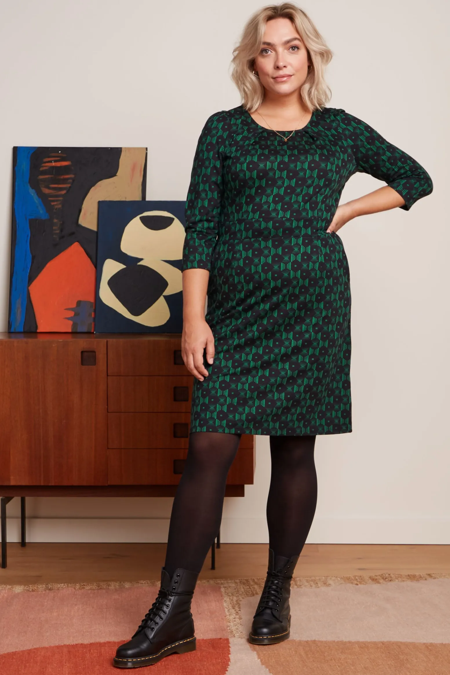 King Louie Jurken|Mona Dress Marvin Para Green