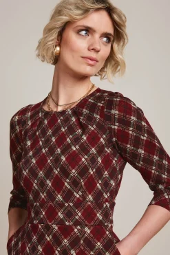 King Louie Jurken|Mona Dress Riley Jacquard Cabernet Red