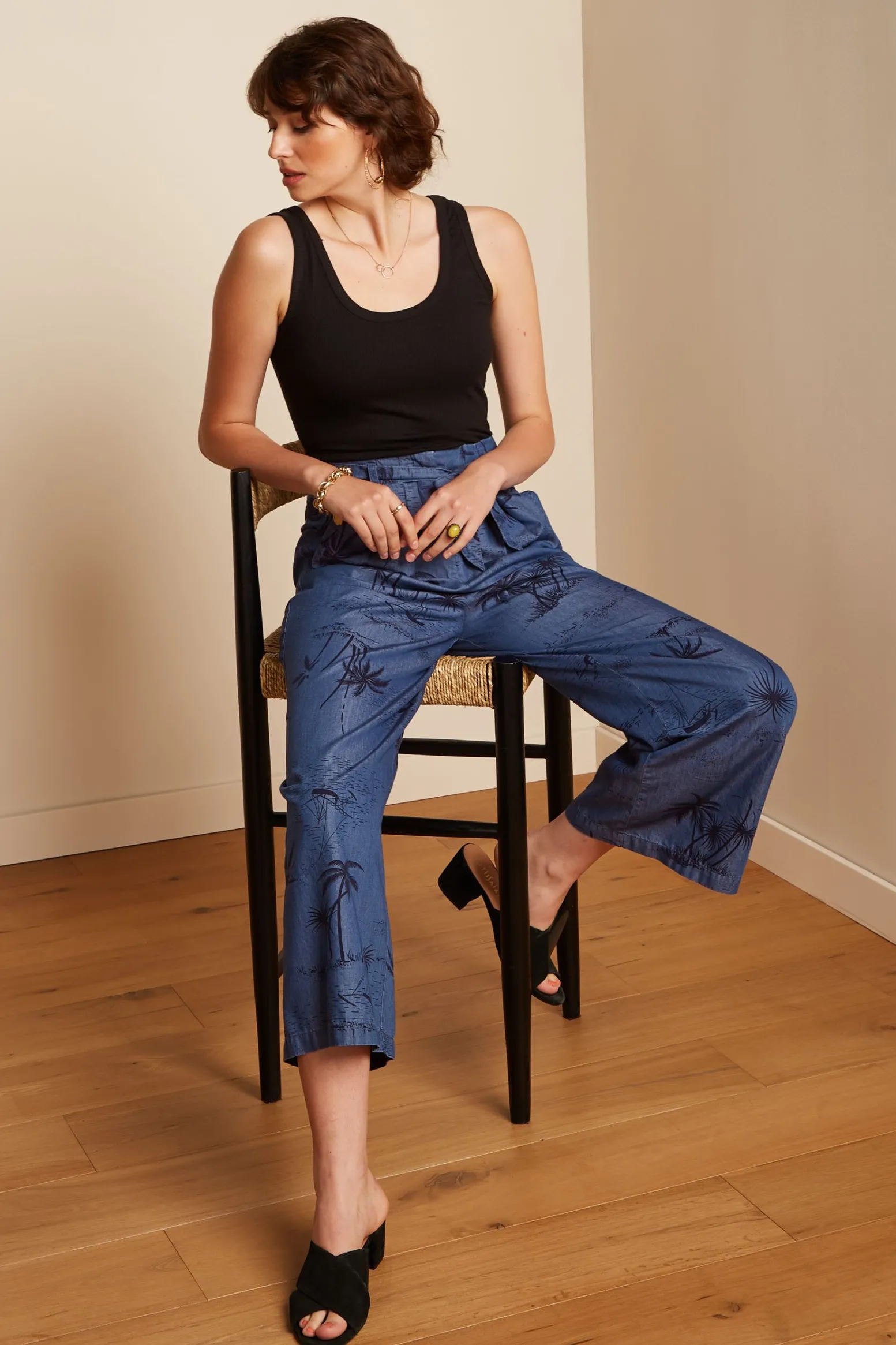 King Louie Broeken|Neva Cropped Pants Daytrip Denim Blue