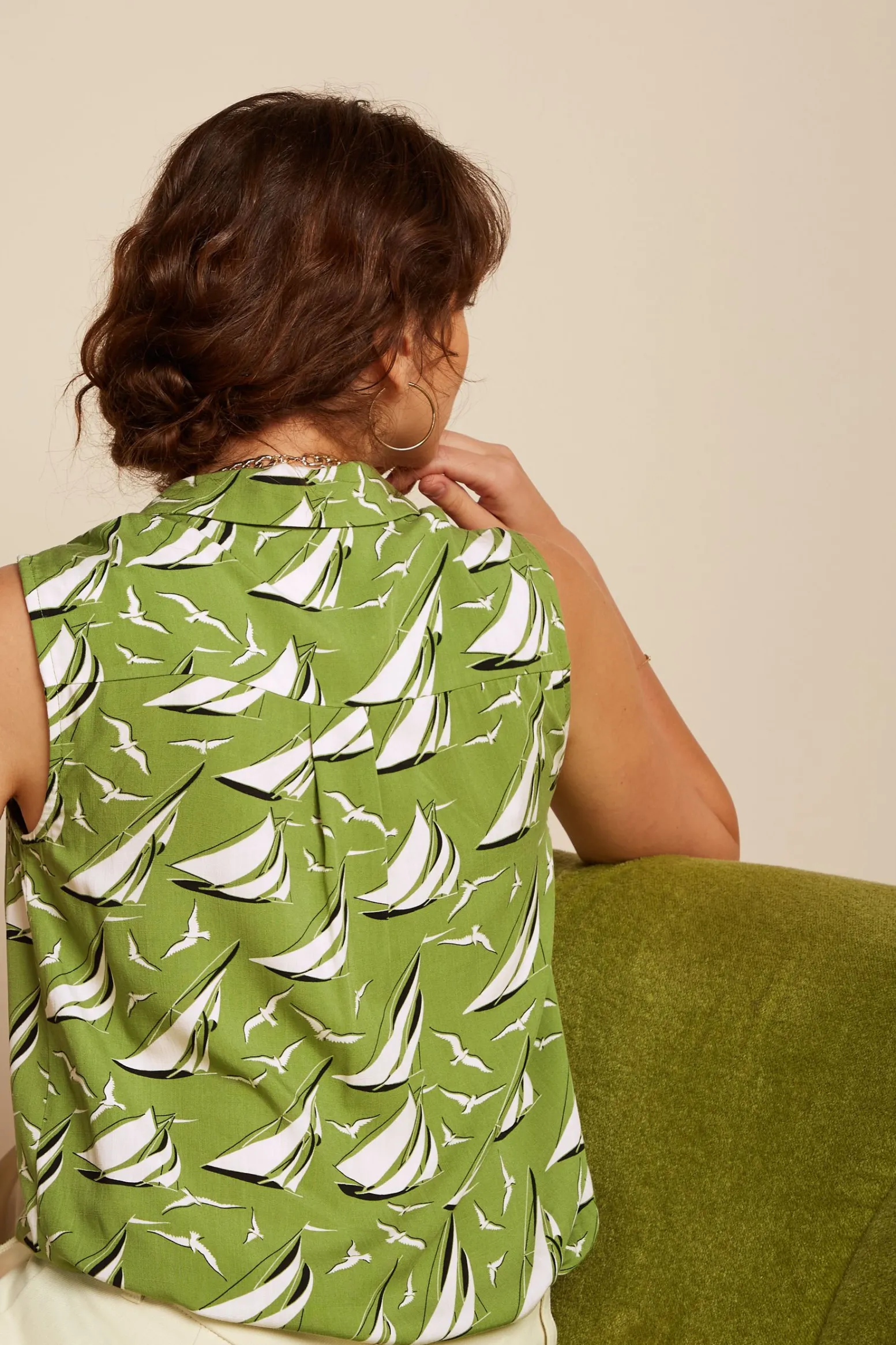 King Louie Blouses|Nova Blouse Bateau Woodbine Green