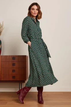 King Louie Jurken|Olive Midi Dress Elliot Pine Green