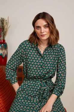 King Louie Jurken|Olive Midi Dress Elliot Pine Green