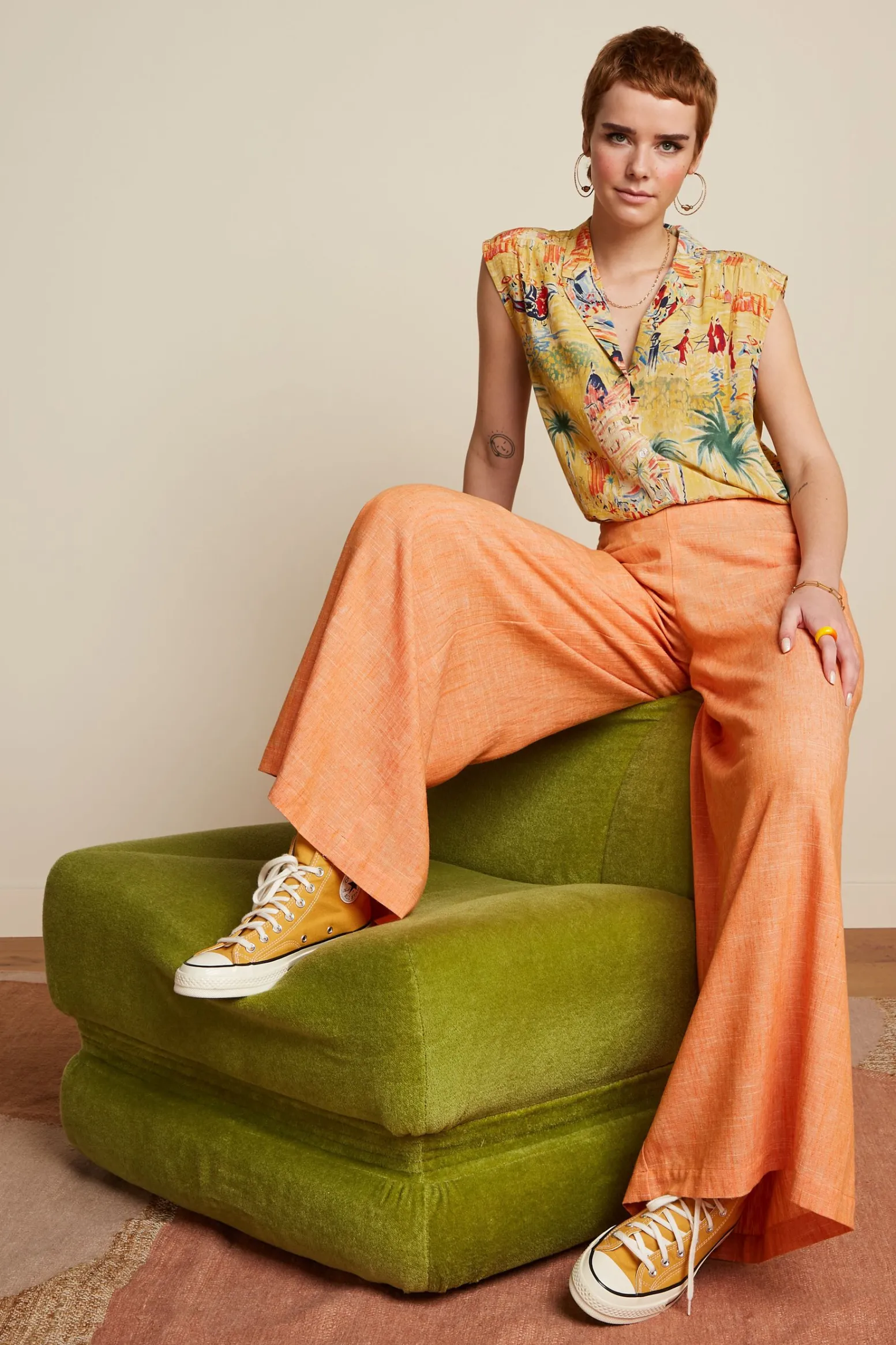 King Louie Broeken|Palazzo Pants Camonte Reef Coral