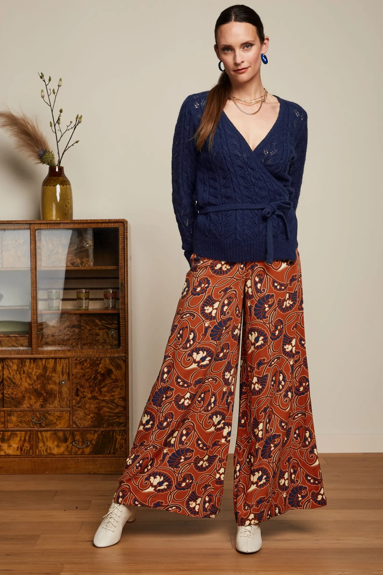 King Louie Broeken|Palazzo Pants Cecilia Spicy Brown