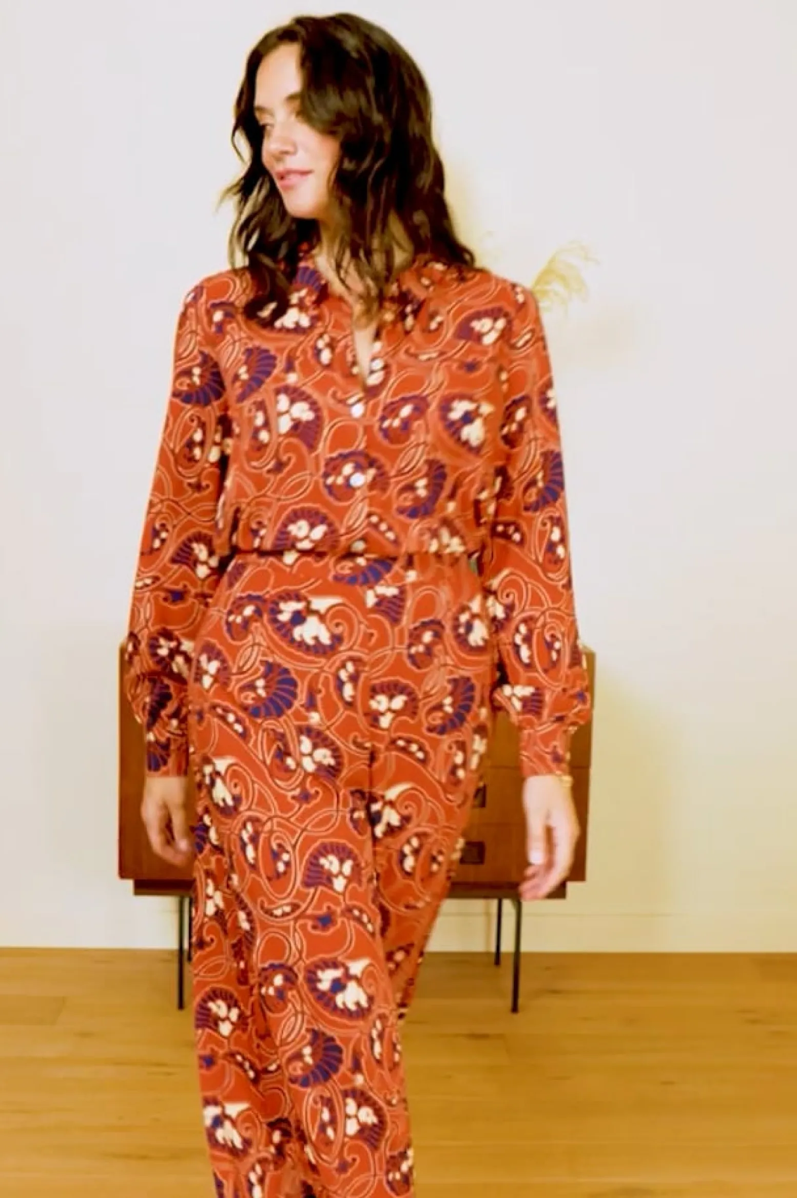 King Louie Broeken|Palazzo Pants Cecilia Spicy Brown