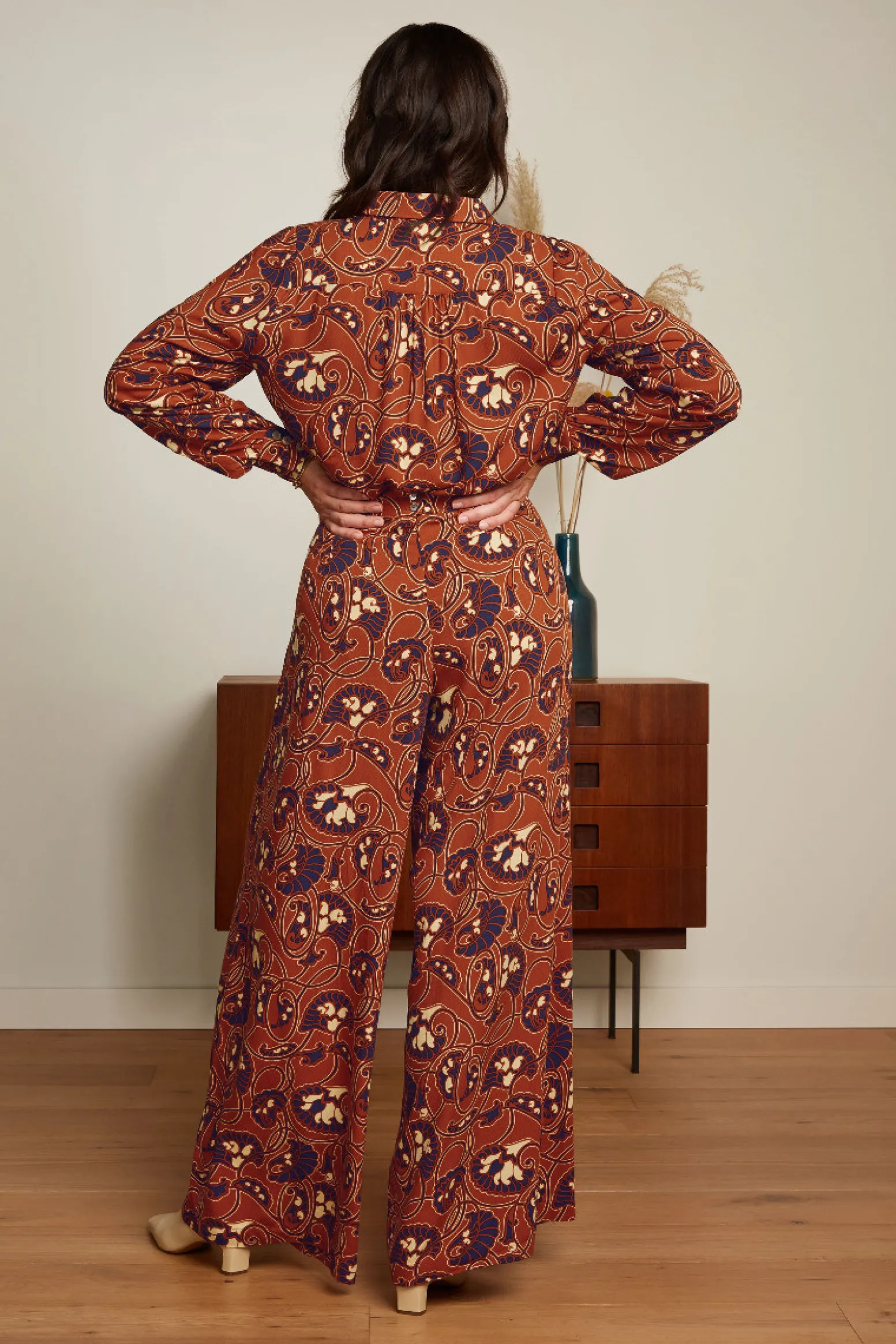King Louie Broeken|Palazzo Pants Cecilia Spicy Brown