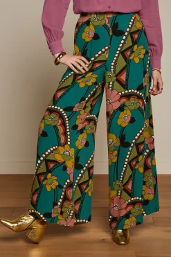 King Louie Broeken|Palazzo Pants Lovechild Antique Green