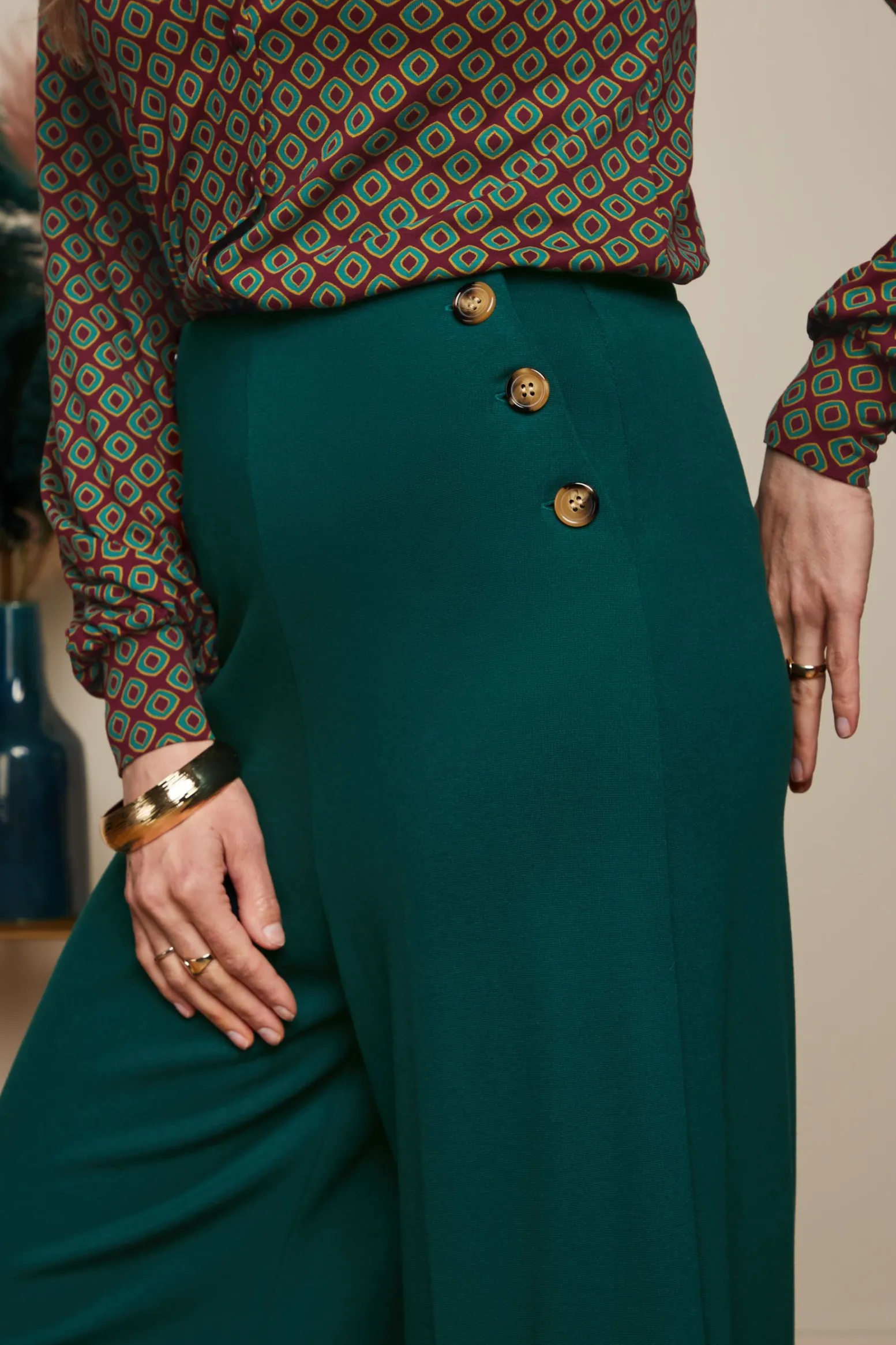 King Louie Broeken|Pia Culotte Milano Uni Pine Green
