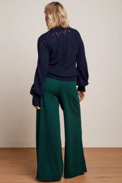 King Louie Broeken|Pia Pants Duffy Jacquard Evening Blue