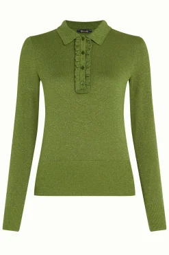 King Louie Tops & Shirts|Polo Rufffle Top Lapis Woodbine Green