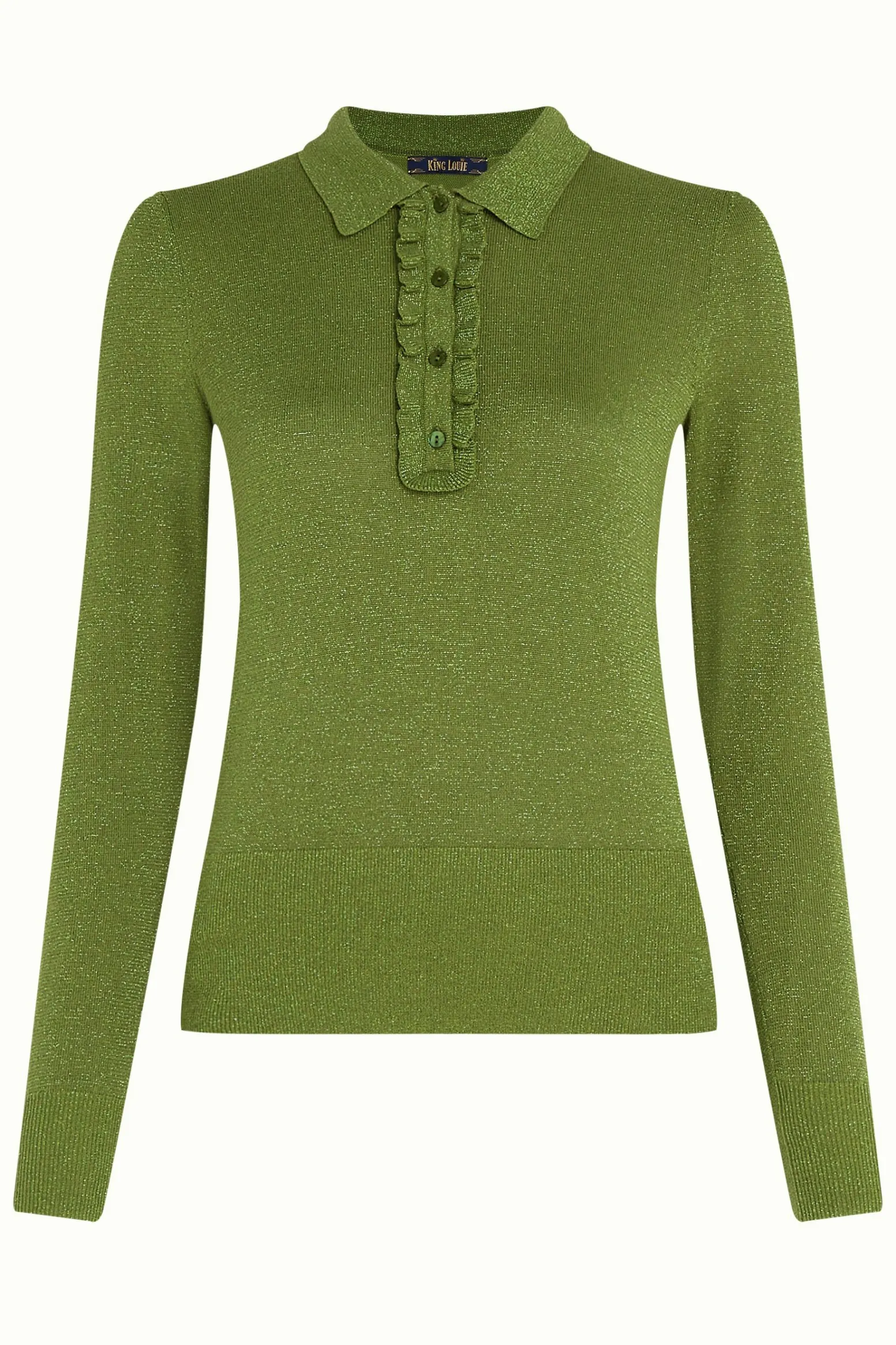 King Louie Tops & Shirts|Polo Rufffle Top Lapis Woodbine Green