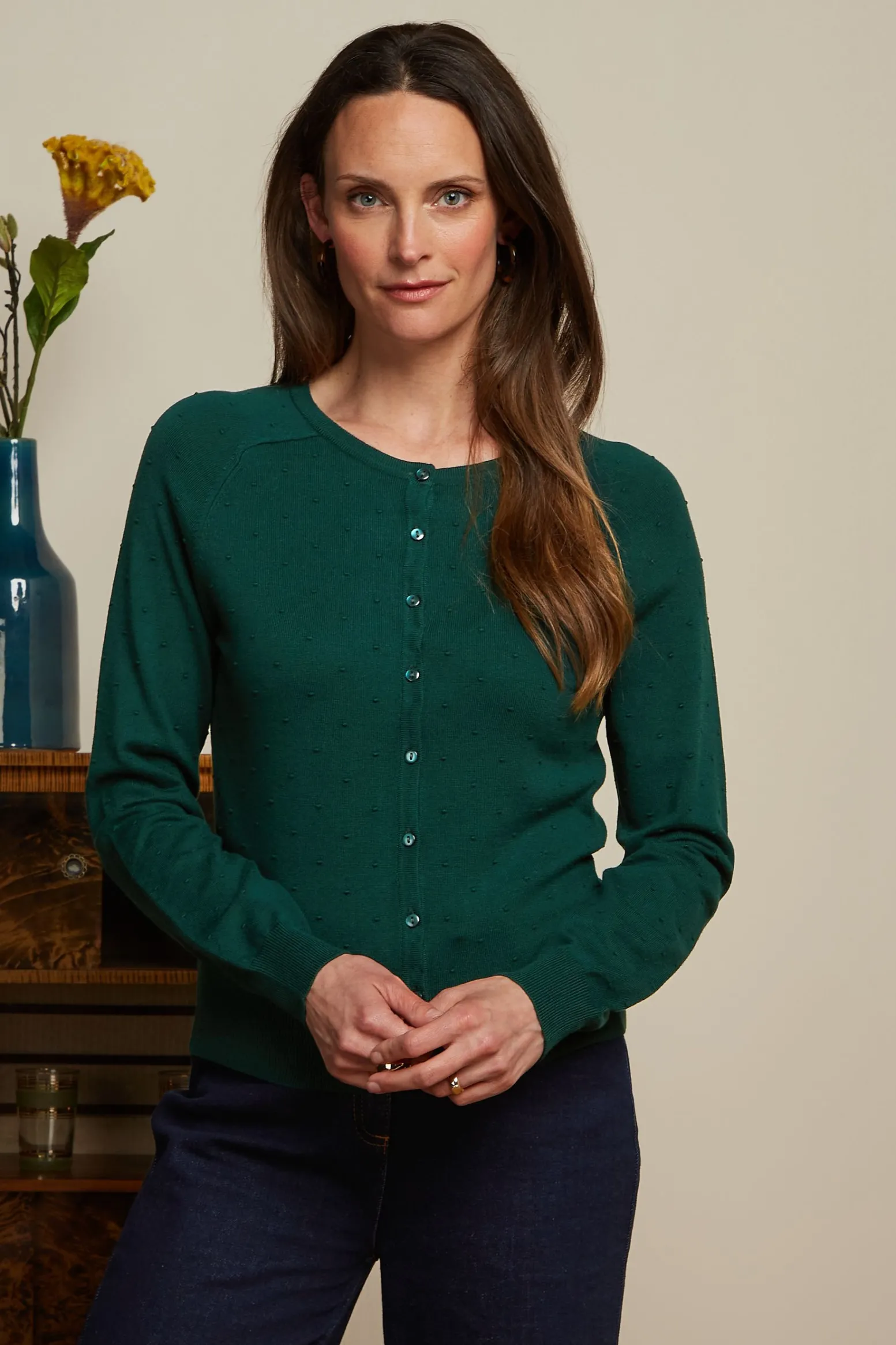 King Louie Vesten|Raglan Cardi Droplet Pine Green