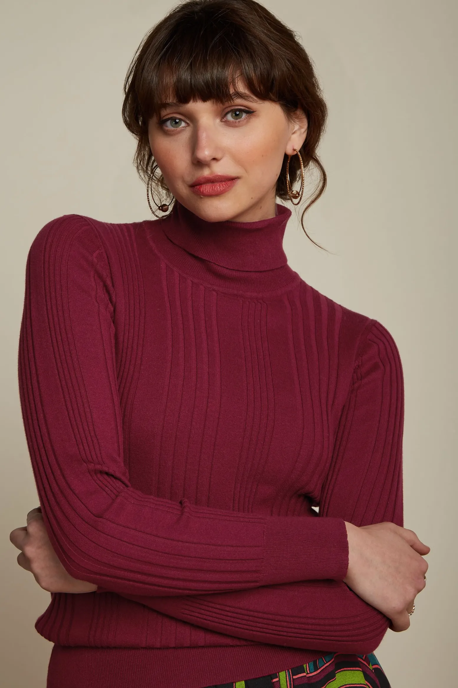 King Louie Tops & Shirts|Rib Rollneck Top Club Cabernet Red