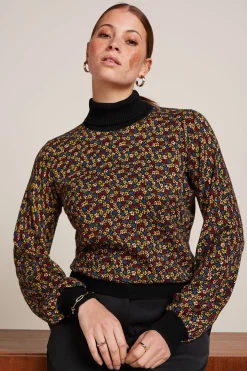 King Louie Tops & Shirts|Rollneck Bell Top Flaminga Black