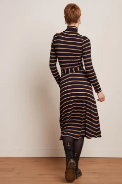 King Louie Jurken|Rollneck Dress Century Stripe Evening Blue