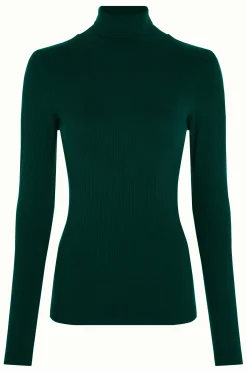 King Louie Tops & Shirts|Rollneck Top Uni Rib Pine Green