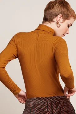 King Louie Tops & Shirts|Rollneck Top Uni Rib Maple Orange
