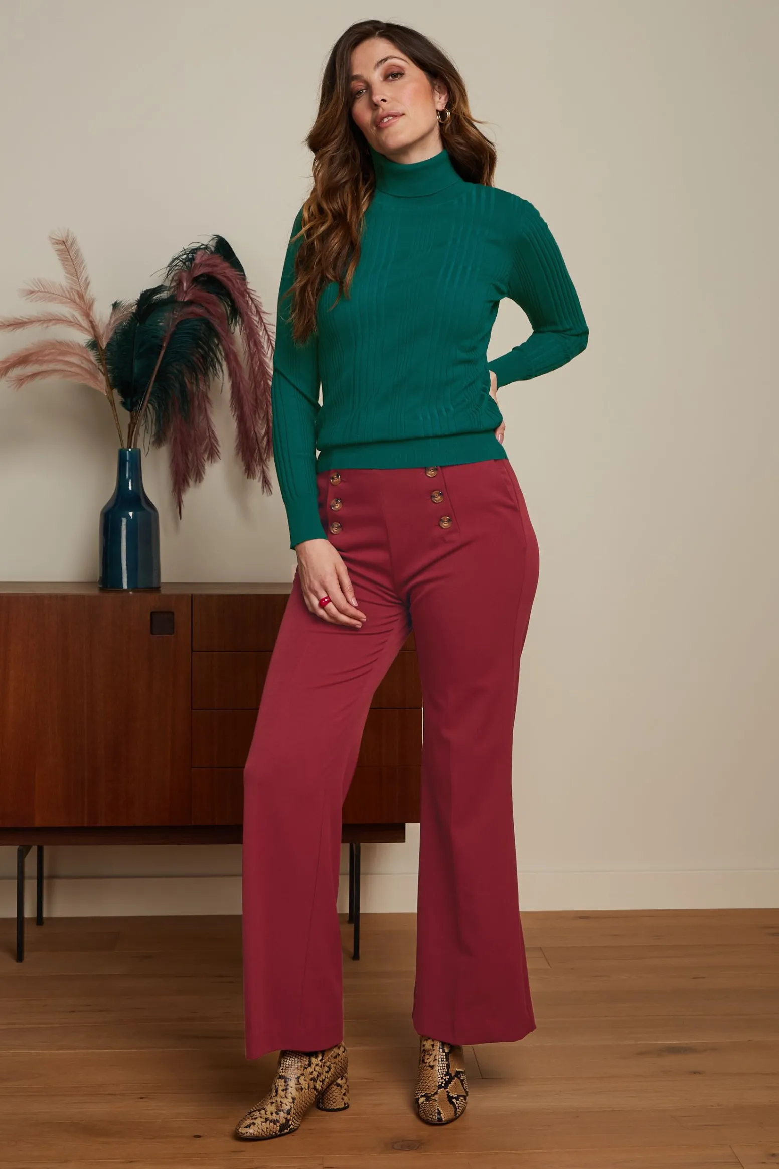 King Louie Broeken|Sally Pants Broadway Cabernet Red