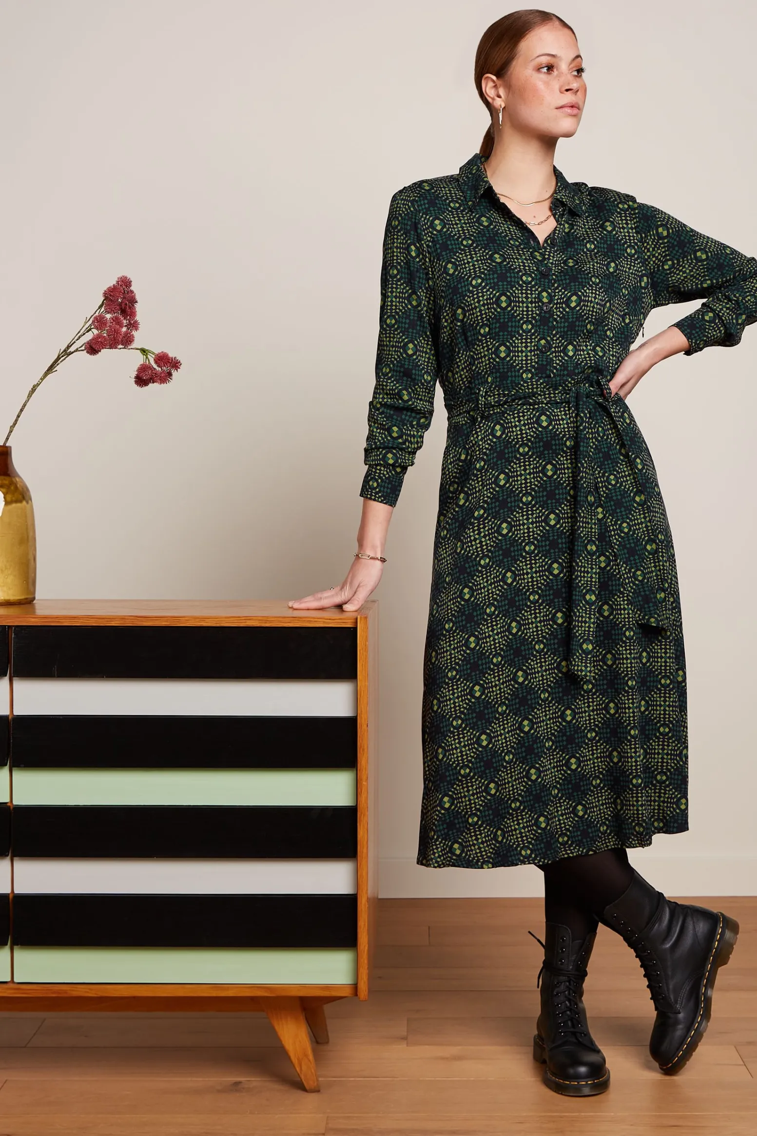 King Louie Jurken|Sheeva Dress Spiller Dragonfly Green