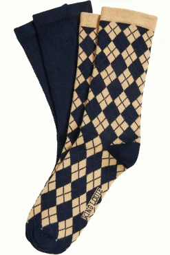 King Louie Accessoires|Socks 2-Pack Argyle Evening Blue
