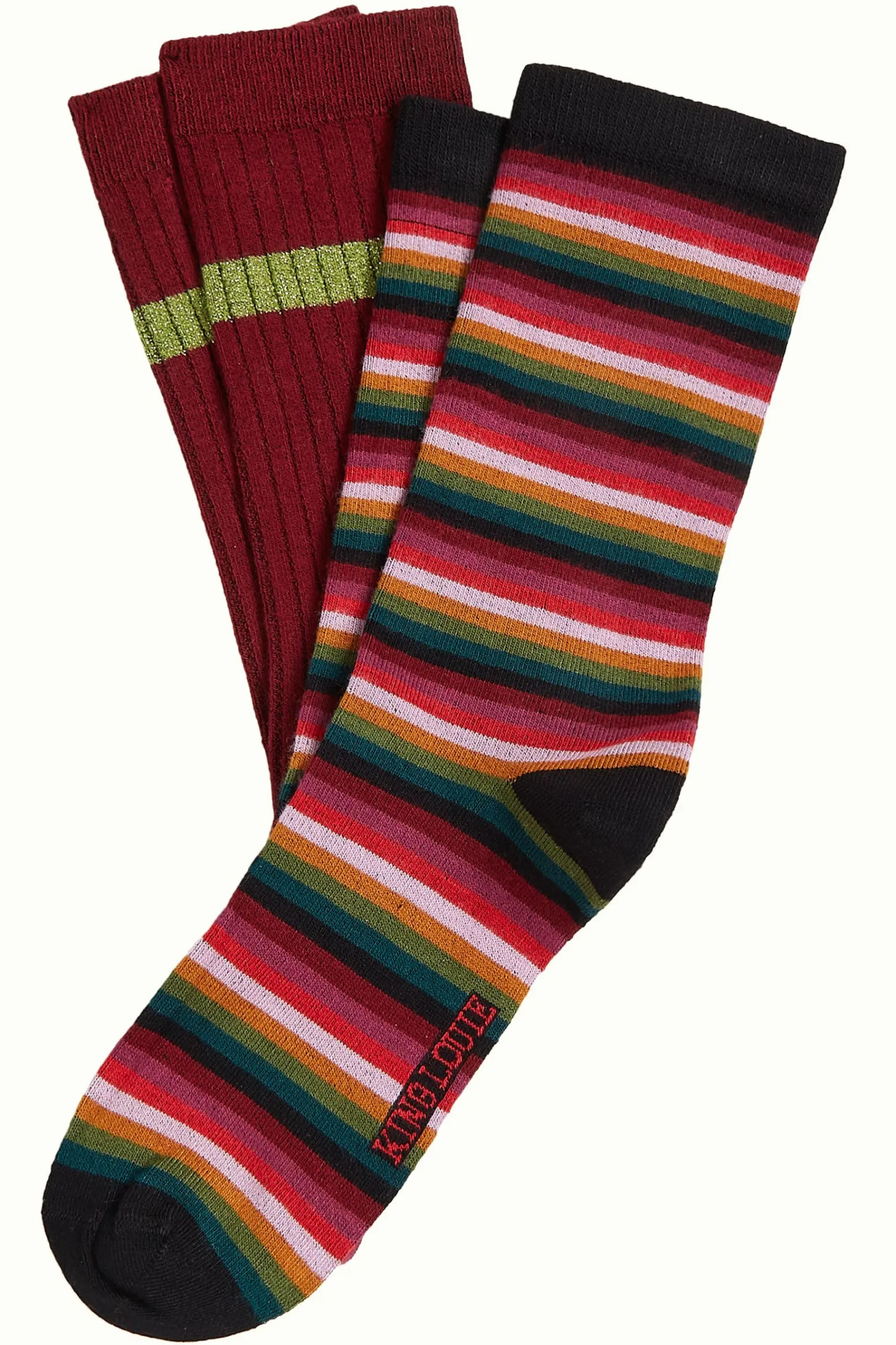 King Louie Accessoires|Socks 2-Pack Mimmi Stripe Cabernet Red