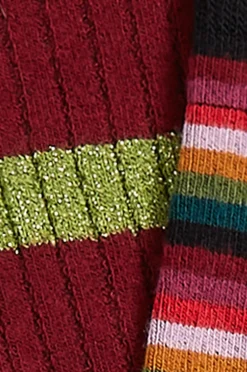 King Louie Accessoires|Socks 2-Pack Mimmi Stripe Cabernet Red