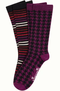 King Louie Accessoires|Socks 2-Pack Pied-de-Poule Caspia Purple