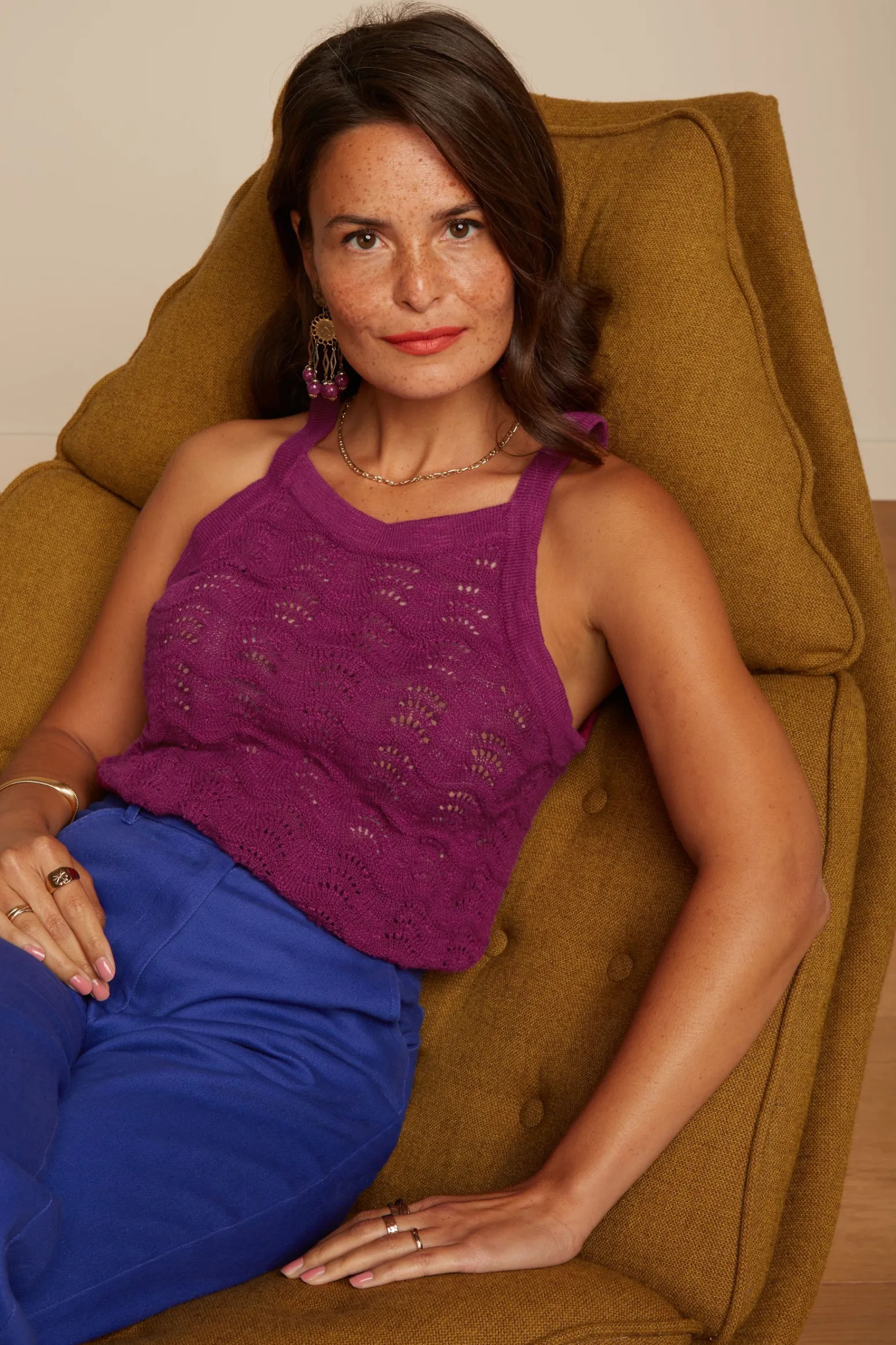 King Louie Tops & Shirts|Sofie Top Scallop Vivid Purple