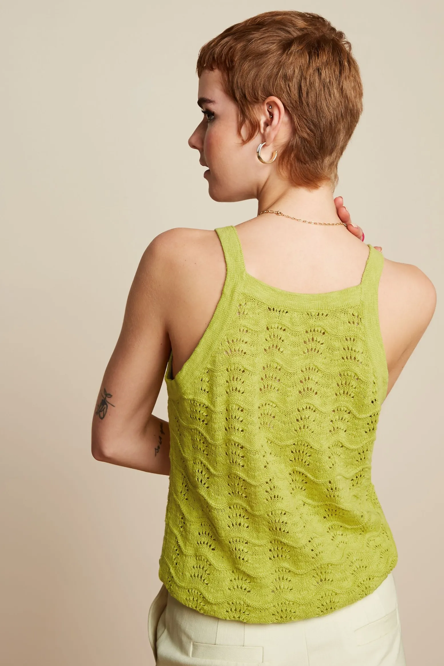 King Louie Tops & Shirts|Sofie Top Scallop Cress Yellow