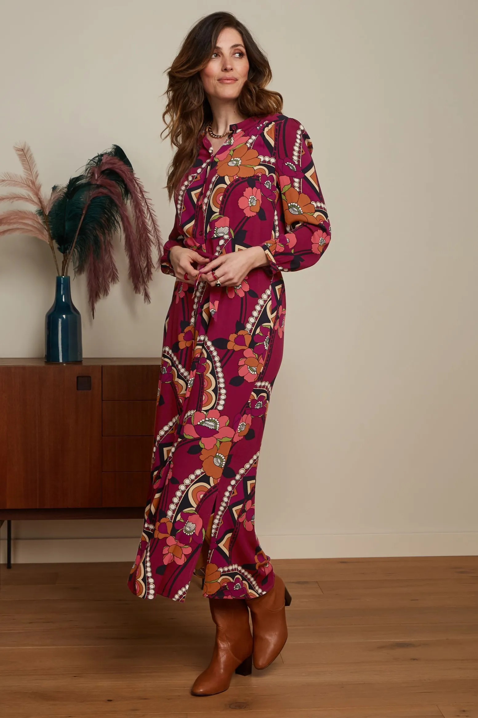 King Louie Jurken|Stella Maxi Dress Lovechild Cabernet Red