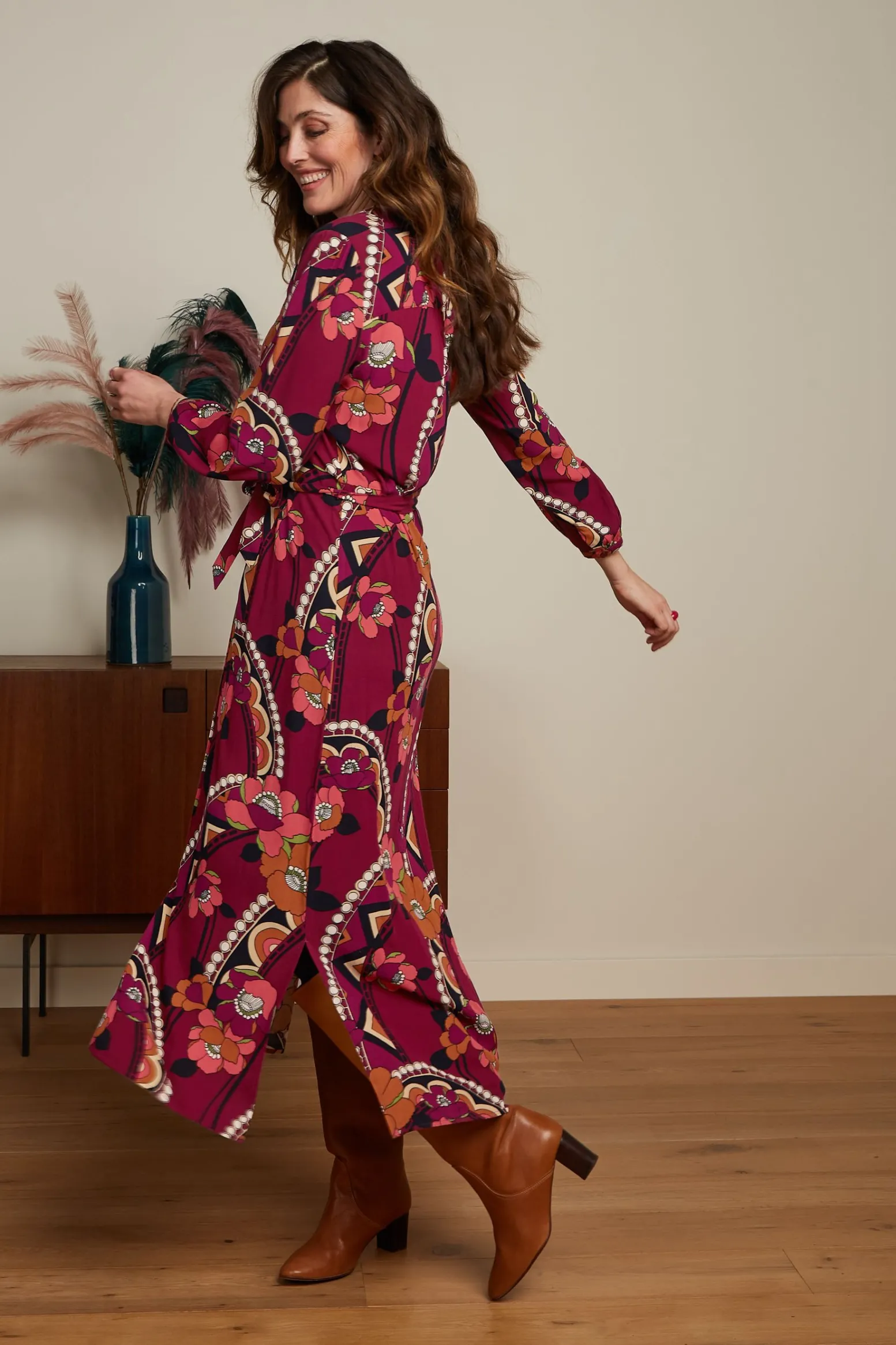 King Louie Jurken|Stella Maxi Dress Lovechild Cabernet Red