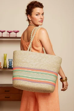 King Louie Accessoires|Straw Bag Bari Sand
