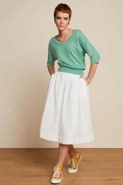 King Louie Rokken|Suzette Pleat Skirt Rosa Broderie Anglaise White