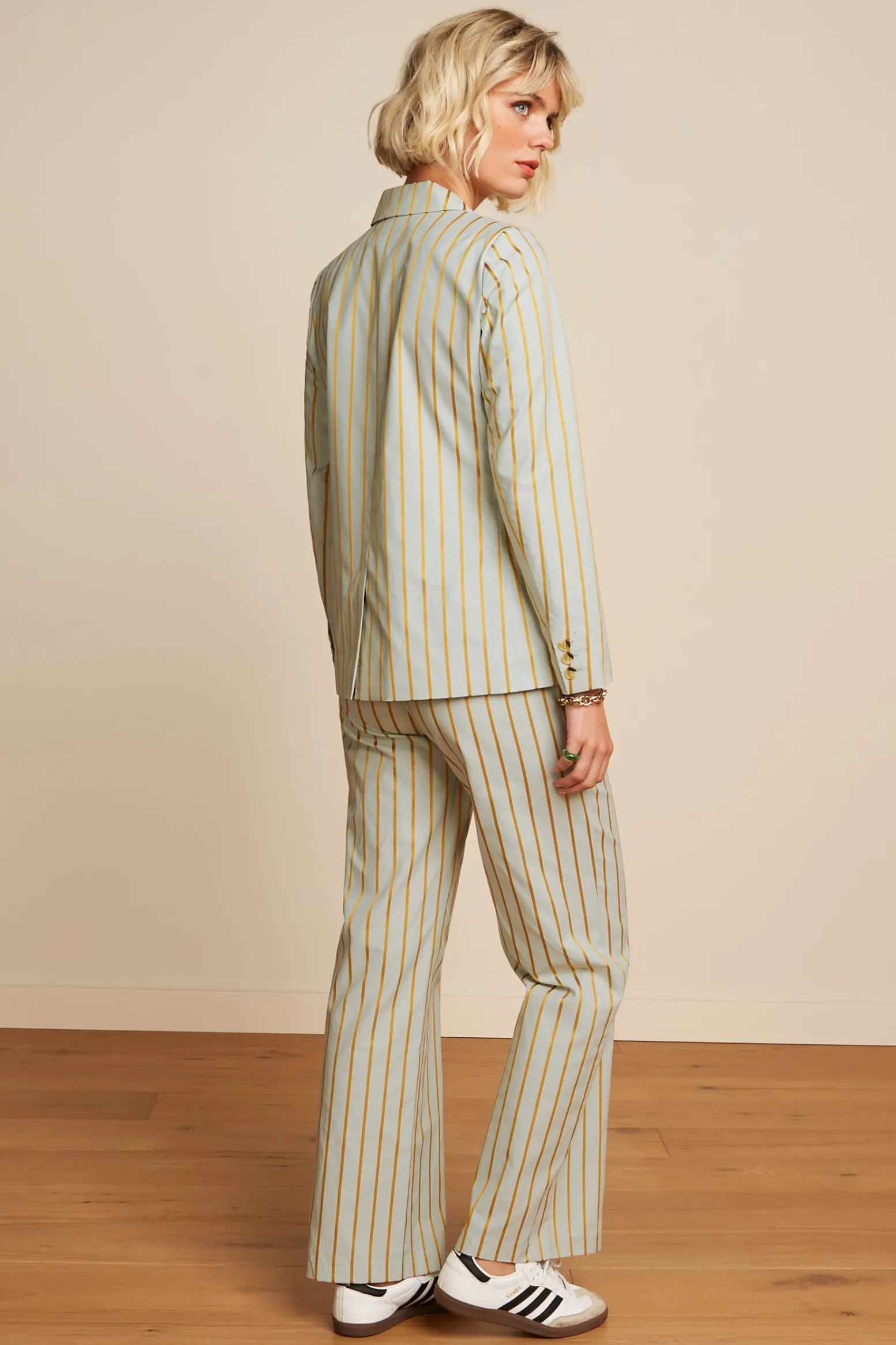 King Louie Jassen & Blazers|Tina Blazer Ash Stripe Foam Green